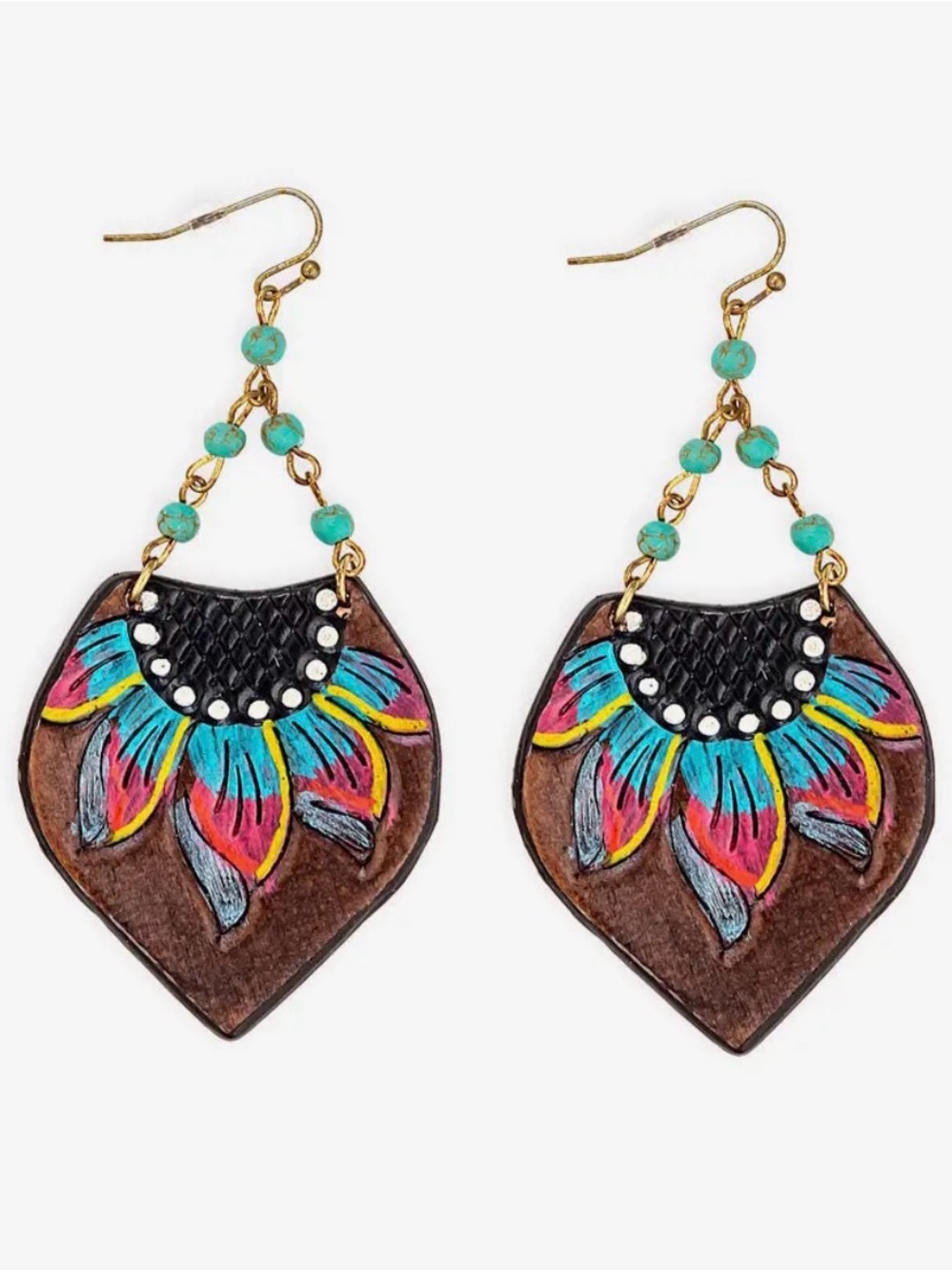 Myra Bag Dazzling Dayflower Leather Dangle Earrings
